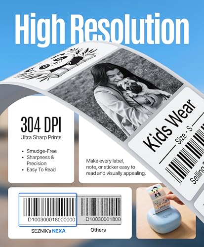 Image of SEZNIK NEXA Mini Printer for Mobile | Bluetooth Portable Mini Thermal Printer | 304 DPI | Inkless Sticker, Image, Labels, Doodle, Notes Printer | Mobile Printing for Android, iOS & Windows