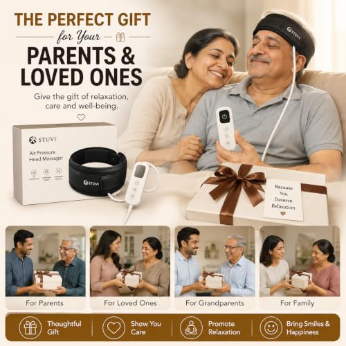 Image of Air pressure head massager - Best for Pain relief, Migraine and Insomnia (Black) Best Gift for Relaxation