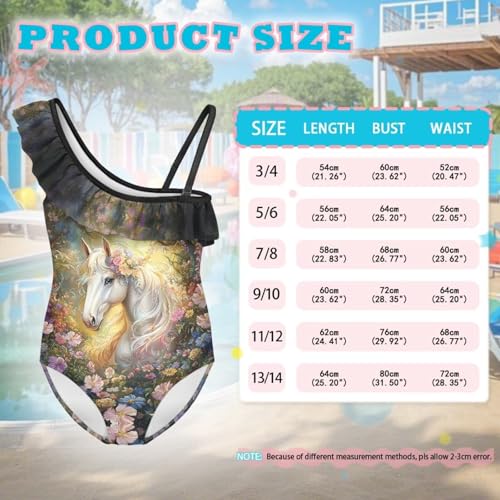 Image of Girls One Piece Swimsuits Size 3-14 Trendy Ruffle Bathing Suit Casual Hawaiian Summer Beach Swimwear