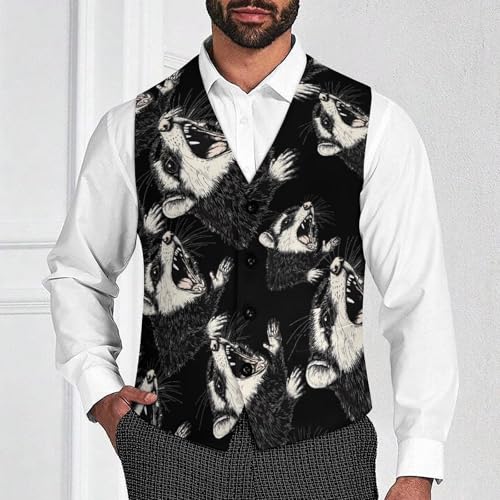 Funny Possum Men's Suit Vests Business Formal Dress Vest V-Neck Waistcoat for Wedding Casual2