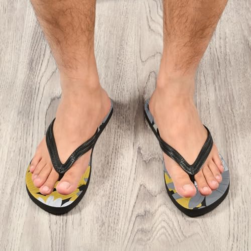 Mens Flip Flops Gray Yellow White Daisy FlowerSandal Flip Flops for Women Summer Beach Slipper 214B25914