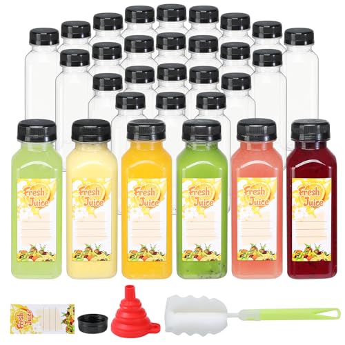 Mrhuazhai 30pcs 10oz Empty Plastic Juice Bottles with Caps Reusable Food Grade Drink Bottles with Leak-Proof Tamper Evident Caps Bulk Clear Beverage Containers for Homemade Drinks Smoothie Milk