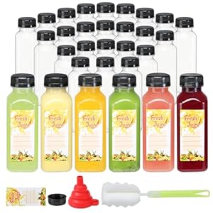 30pcs 10oz Empty Plastic Juice Bottles with Caps Reusable Food Grade Drink Bottles with Leak-Proof Tamper Evident Caps Bulk Clear Beverage Containers for Homemade Drinks Smoothie Milk