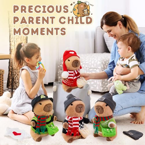 Image of Capybara Plush for Boys Girls Birthday Dress Up Cute Plushies,10 Pcs Set,9 Clothes and Accessories Kawaii Stuffed Animal Plushie Toy, Soft Peluche Doll for Kids 10.2 in