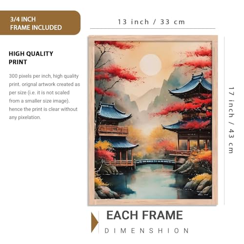 Image of HOTHOUSE Japanese Samurai Motivational Art Wall Framed Posters | Aesthetic Japanese Art Framed Poster for Living Room Bedroom Gaming Room Studio Wall Decor Set Of 6 (13X17 inch)