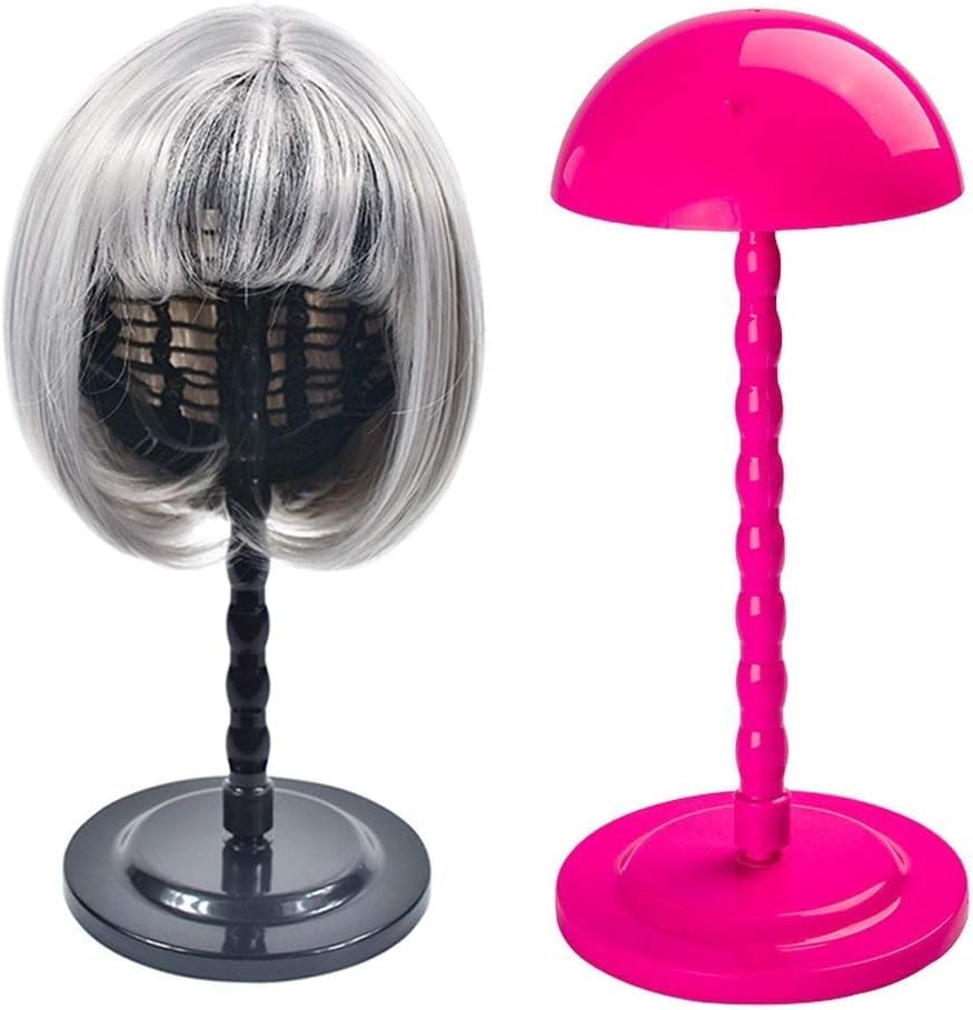 Plastikowy stojak na perukę, czerwony, nowoczesny styl, odporny na wysokie temperatury, do ekspozycji kapelusza, stylizacji, suszenia, uchwyt na głowę peruki, głowa manekina / stojak (czarny)