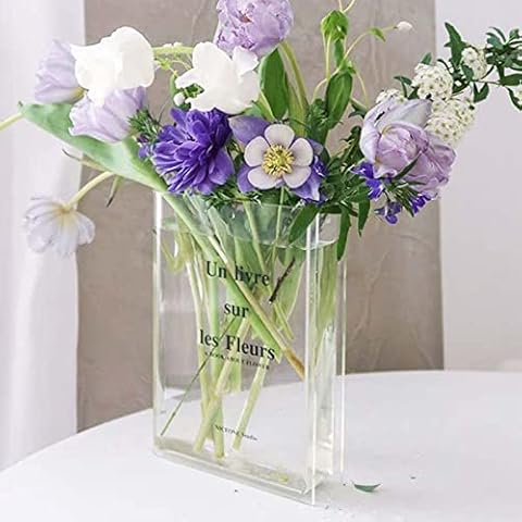 OADAA Clear Book Vase, Clear Book Flower Vase, Clear Vase Book, Clear Book Vase for Flowers, Book Vase For Flowers Clear (Clear without Flowers) Cover
