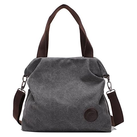 Paramount City Topchances Women's Simple Style Vintage Canvas Handbag Shoulder Bag Totes Shopper Hobo Bag For Women Girls Students (Grey) Cover