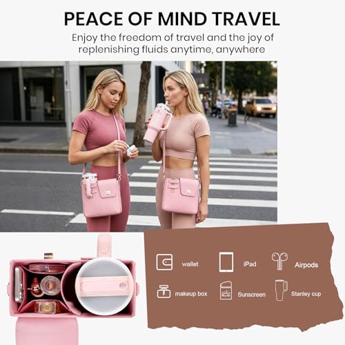 Image of Asaint Stanley Cup Purse Crossbody Bag for 40oz Tumbler with Handle, Water Bottle Purse Pocket Adjustable Strap