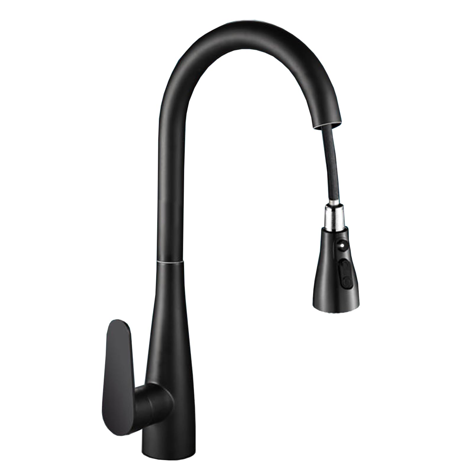 Robinet de cuisine design noir mat et sa douchette extractible ergonomique