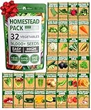 32 Heirloom Vegetable and Fruit Seeds for Planting - 16,000+ Seeds | Non-GMO Survival Seed Vault | High Germination | 32 Varieties of Vegetable Seeds for Your Home Survival Garden