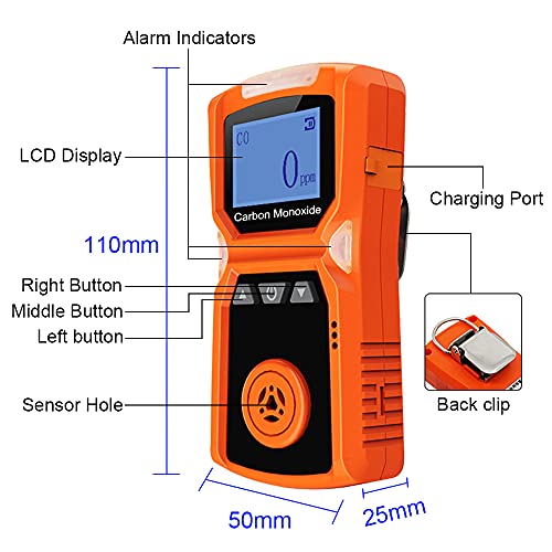 Détecteur Monoxyde De Carbone YZIF Portable - Norme EN50291 - Alarme Sonore Et Visuelle - Capteur électrochimique - Piles AA