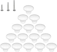 Vista 23 de HUAMULAN 15 pomos de cerámica roja brillante con botón de hongo redondo para gabinete, manijas de puerta, cajón de armario, armario, armario