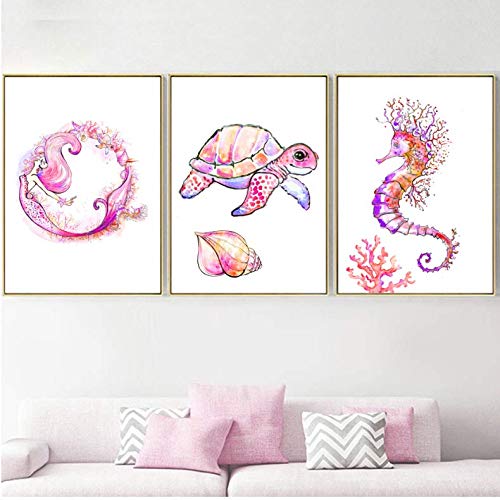 Affiche modulaire sirène et tortue pour créer une ambiance marine relaxante dans votre salon