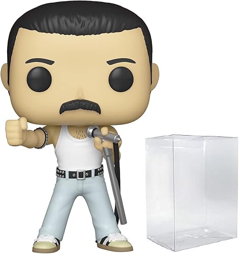 POP Freddie Mercury Radio Gaga 1985 183 Rocks Queen Figura de vinilo (incluye funda protectora de caja de plástico compatible con Ecotek)