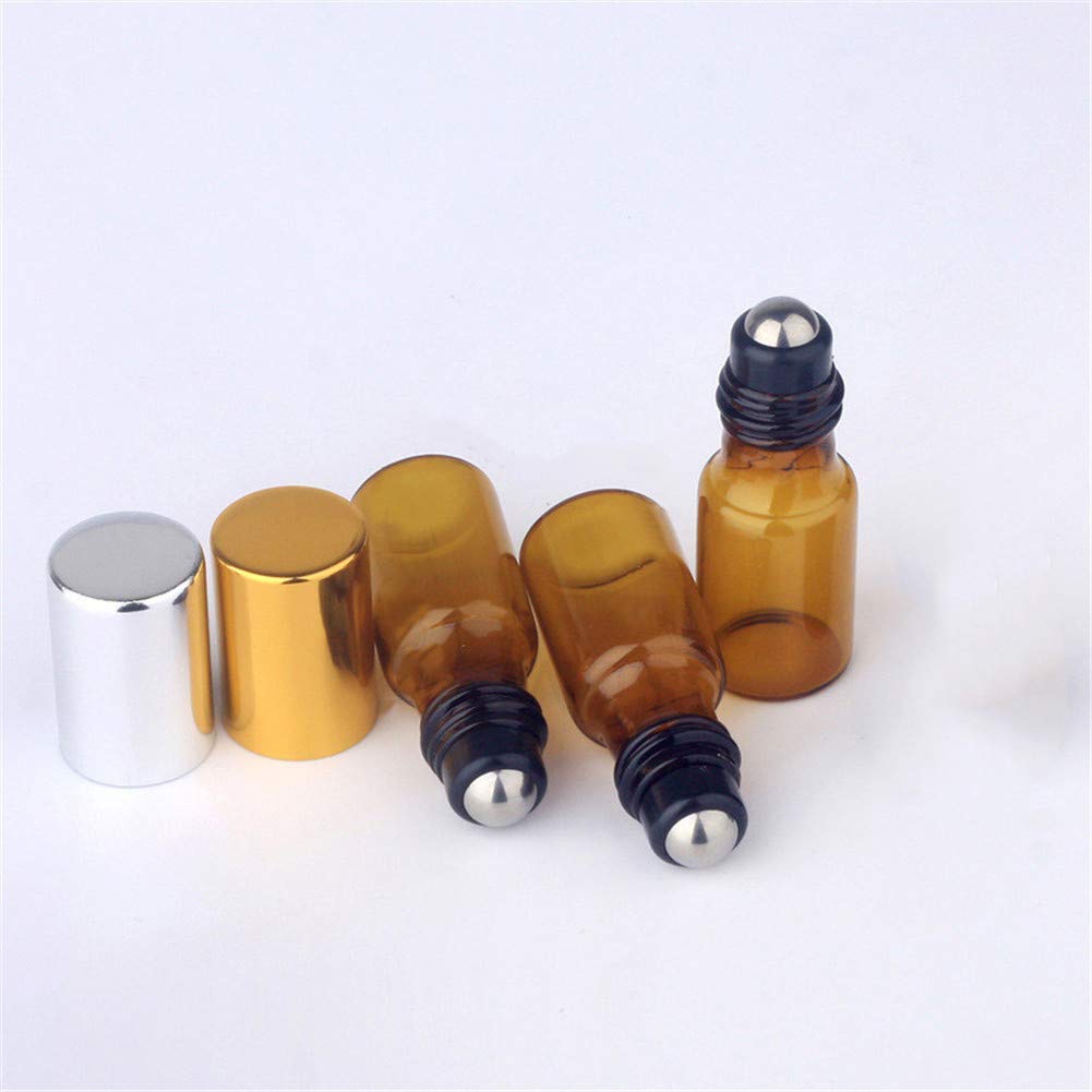 Roll On Vuoto per Oli Essenziali Porta Profumo da Viaggio Bottiglie Roller per Oli Essenziali Fragranza di Bottiglie di Vetro Gold