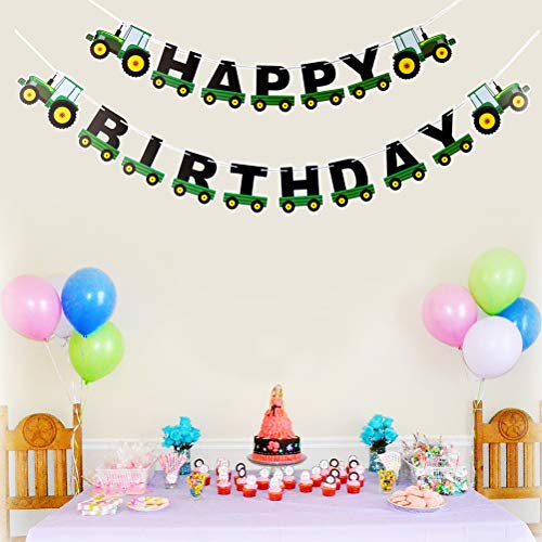 BESTOYARD Tractor Gelukkige Verjaardag Banner Tractor Tijd Feestbenodigdheden voor Tractor Farm Peuter John Deere Thema… - Image 6