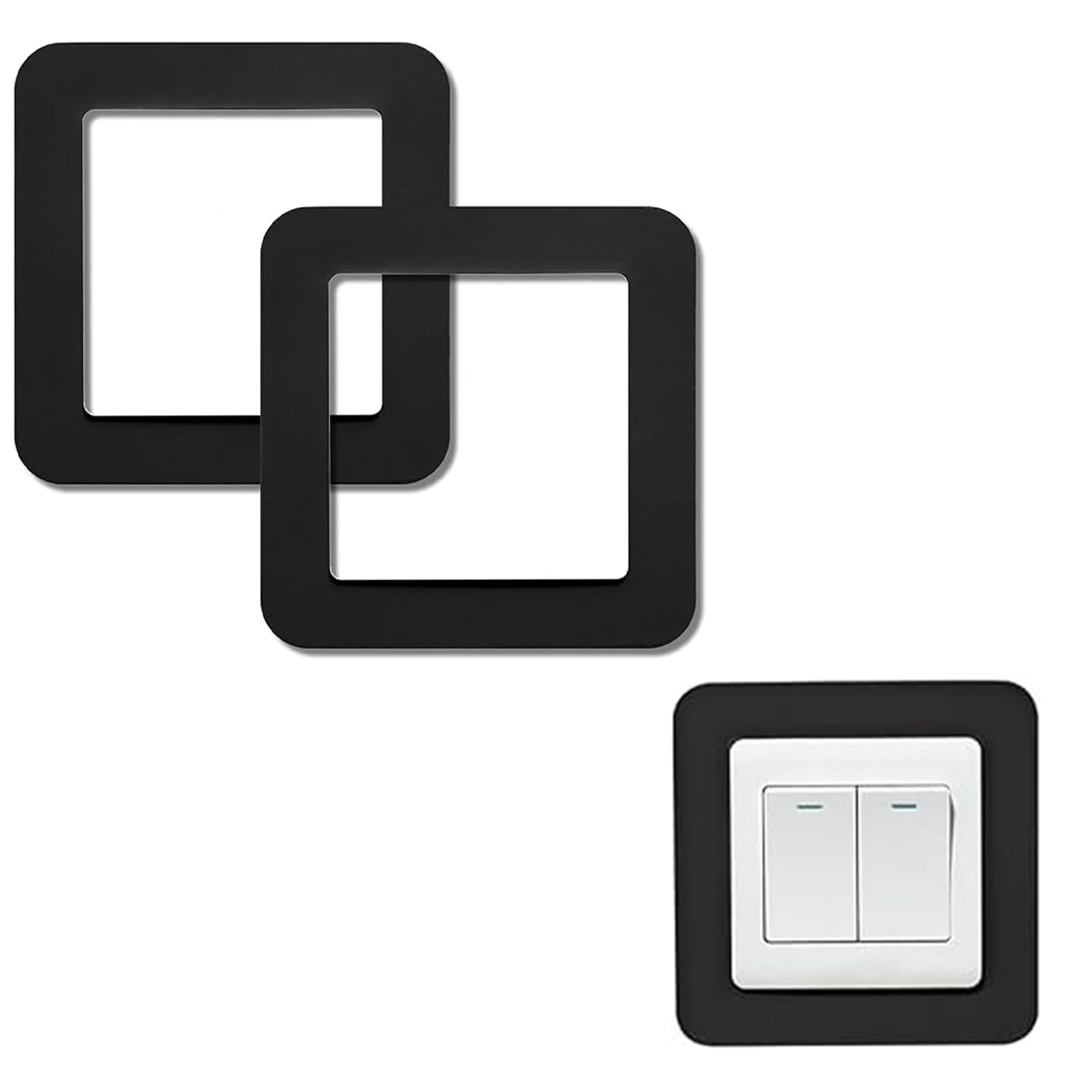 2pcs Light Switch Surround, Black Light Switch Cover, Silicone Lights Switchs Surround, Plate Perfect Fit No Adhesive Needed, Decorating and Protecting Socket Switches Surrounds Finger Plate