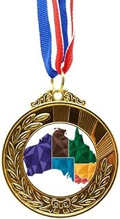 Australia Map Territory State Colorful Gold Award Winner Medal First Place Ribbon