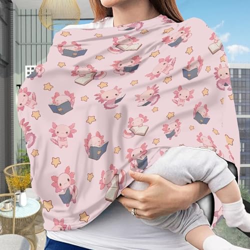 Image of Breast Feeding Cover Cat Carseat Covers Baby, Pink Axolotl Nursing Covers Breast Feeding Covers for Women, Multi Use Infant Carseat Canopy
