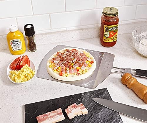 Folding Pizza Peel Stainless Steel Spatula Long Handle Pizza Turning Peel Super Smooth Pizza Paddle Non-Stick Blade 63.5×24.2cm