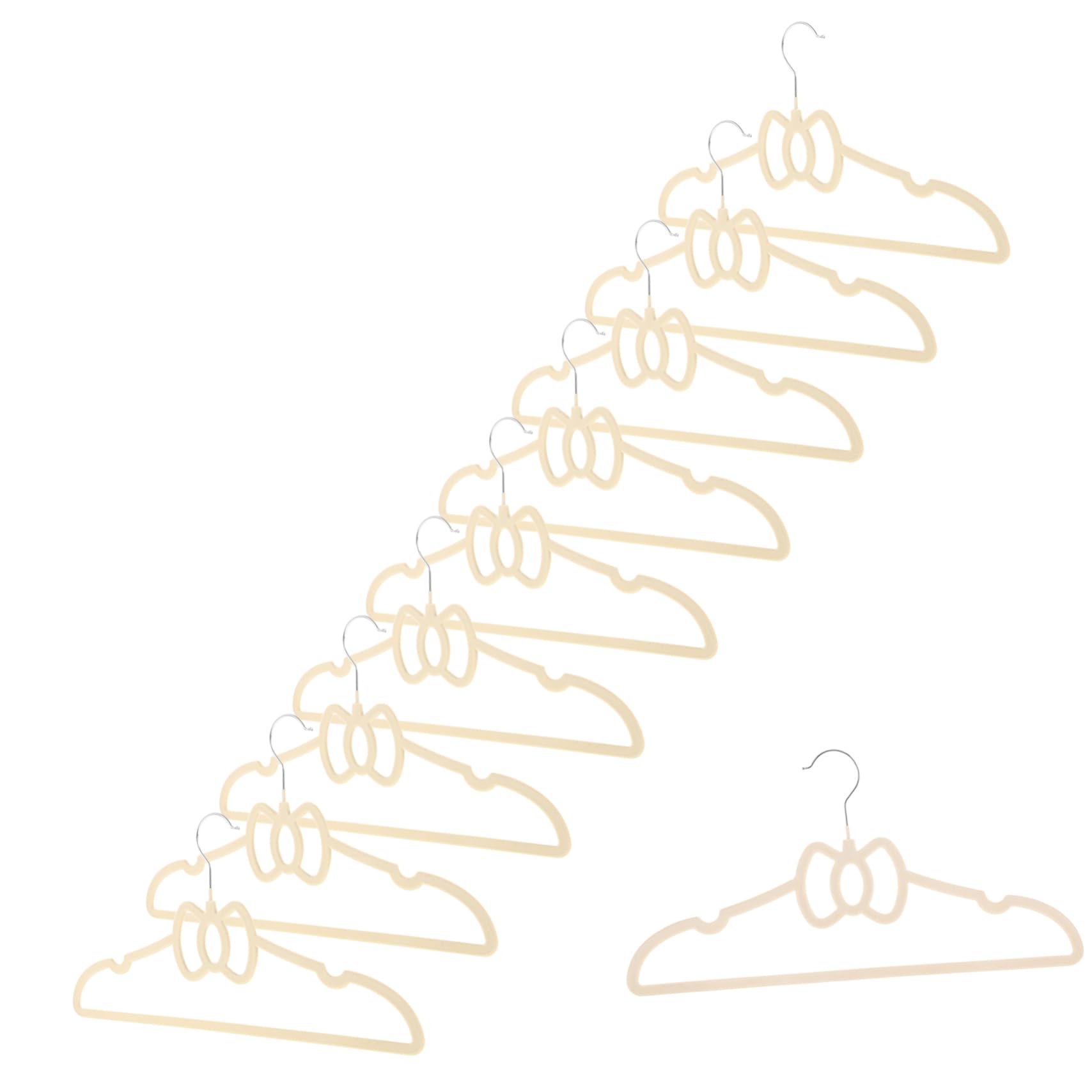 CHILDWEET 10pcs Flocking Hanger Women Clothes Hangers Dry Wet Clothes Hangers Wedding Hanger Pants Hangers Clothes Hanger Black Hanger Youth Hangers Dorm Hangers Coat Hanger Beige