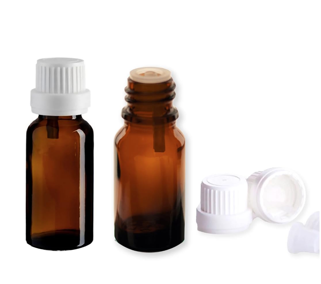 3psc - 10 ml Amber Glass Bottle with Euro Dropper & Seal Cap || Shophomeo®