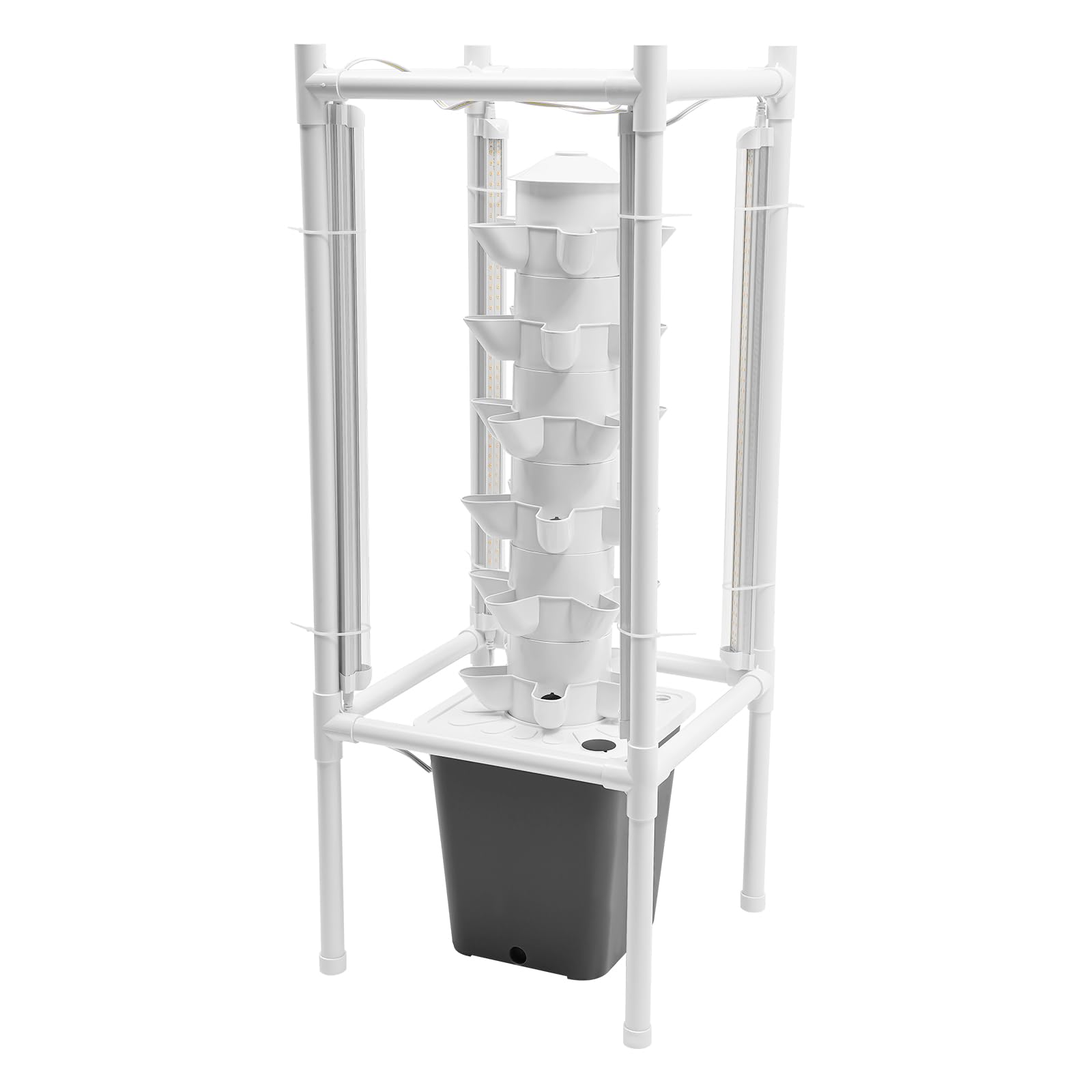 Kit de cultivo hidropónico vertical, 30 agujeros, hidropónico, con LED, kit de germinación vertical para tomates, pepinos, fresas, lechuga, chile (39 x 39 x 97 cm)