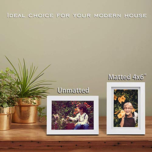 Egofine 5X7 Picture Frames 4 Pcs - Made Of Solid Wood Covered By Plexiglass Matted For 4X6 And 3.5X5 For Table Top Display And Wall Mounting Photo Frame White #TOP6
