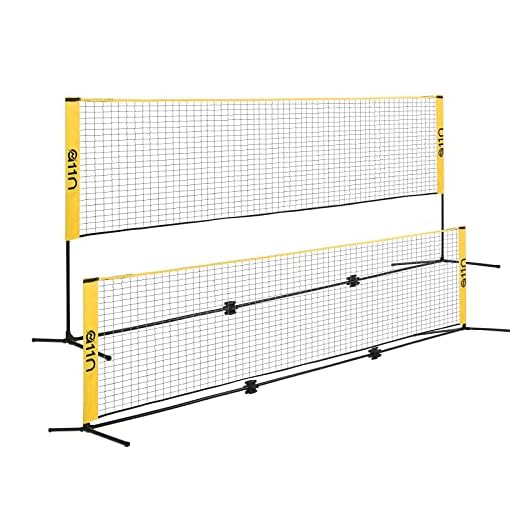 A11N 14ft Badminton Pickleball Net - Height Adjustable for Junior Tennis, Soccer Tennis & Kids Volleyball - Portable for Indoor & Outdoor Play