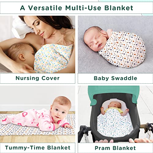 Image of Mee Mee 100% Cotton Muslin Swaddle Wrap for Newborn Baby (120 x 100 cm) | Ultra Soft, Breathable, Lightweight & Quick-Dry | Hypoallergenic Multi-Use Baby Blanket, Nursing Cover, Stroller Cover