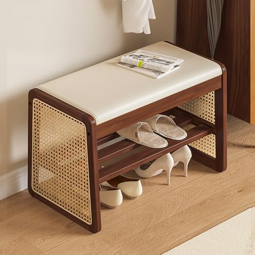 Banc de rangement pour entrée compact avec coussin confort
