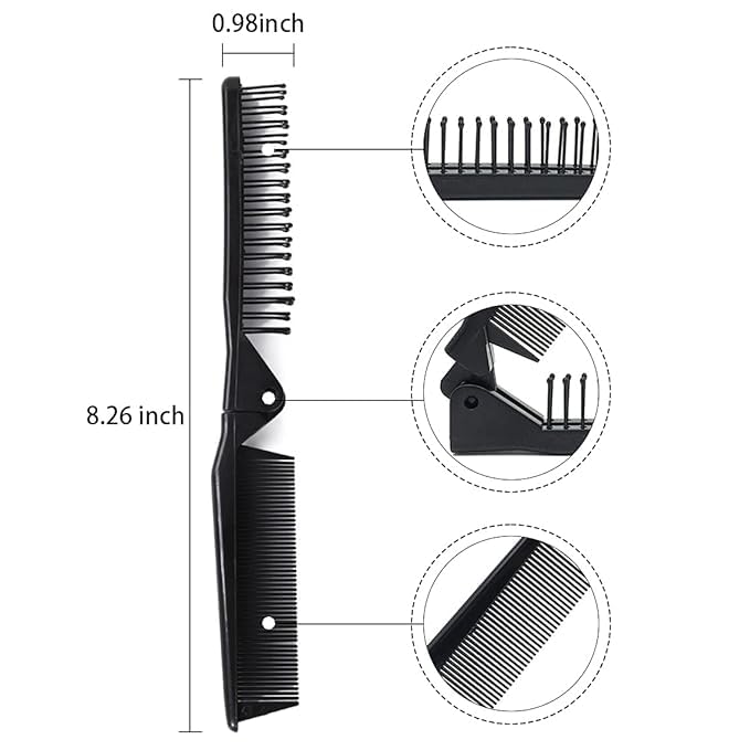 GITGRNTH Portable Travel Folding Comb Brush Compact Foldable Hair Brush For Travelling Pocket Size Comb Double Headed for Women & Men (Pack Of 2) - Image 3 thumbnail