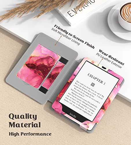 Image of MoKo Case for 7 inch /6.8 inch Kindle Paperwhite(12th /11th Generation-2024 /2021) and Kindle Colorsoft Signature Edition, Slim PU Shell Cover Case with Auto-Wake /Sleep for Kindle Paperwhite 2024, Rose Purple