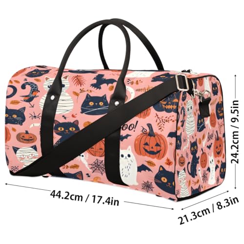 Happy Halloween Cat Pumpkin Duffel Bags Large Tote Bag Overnight Bags for Women Men Lightweight Duffel Bag Adjustable Strap Carry On Bag Waterproof Gym Travel Bag4