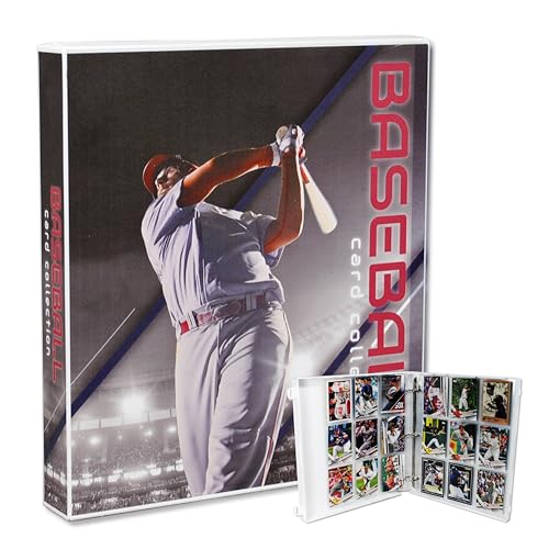 UniKeep Baseball Themed Trading Card Collection Binder with Trading Card Pages. The Binder/Case Is Fully Enclosed to Keep Cards Secure (Batter, Metal Rings)