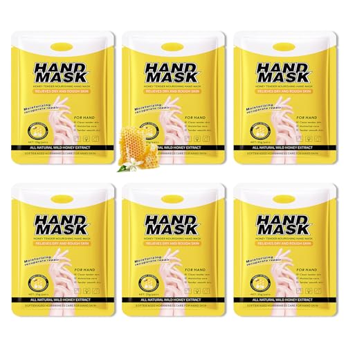6 Pairs Hand Mask for Dry Cracked Hands,Nourishing Moisturizing Gloves,Hands Moisturizer for Deep Moisturizing,Silky Smooth Moisturizing Gloves,Hand Care Mask Set(E)