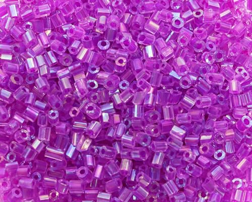 PPhtony Glass Bugle Tube Beads 1400Pcs/30g Mini Seed Beads 2 * 3mm Small Craft Loose Spacer Beads for DIY Bracelets Necklace Earring Jewelry Making (Purple)