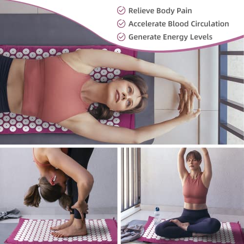 Akupressur Set,Akupressurmatte mit Kissen gegen Nacken und Rückenschmerzen,Magnetfeldtherapie und Akupressur zur mit einer Tragetasche,Akupressur Massagematte ideal für Frauen und Männer geeignet