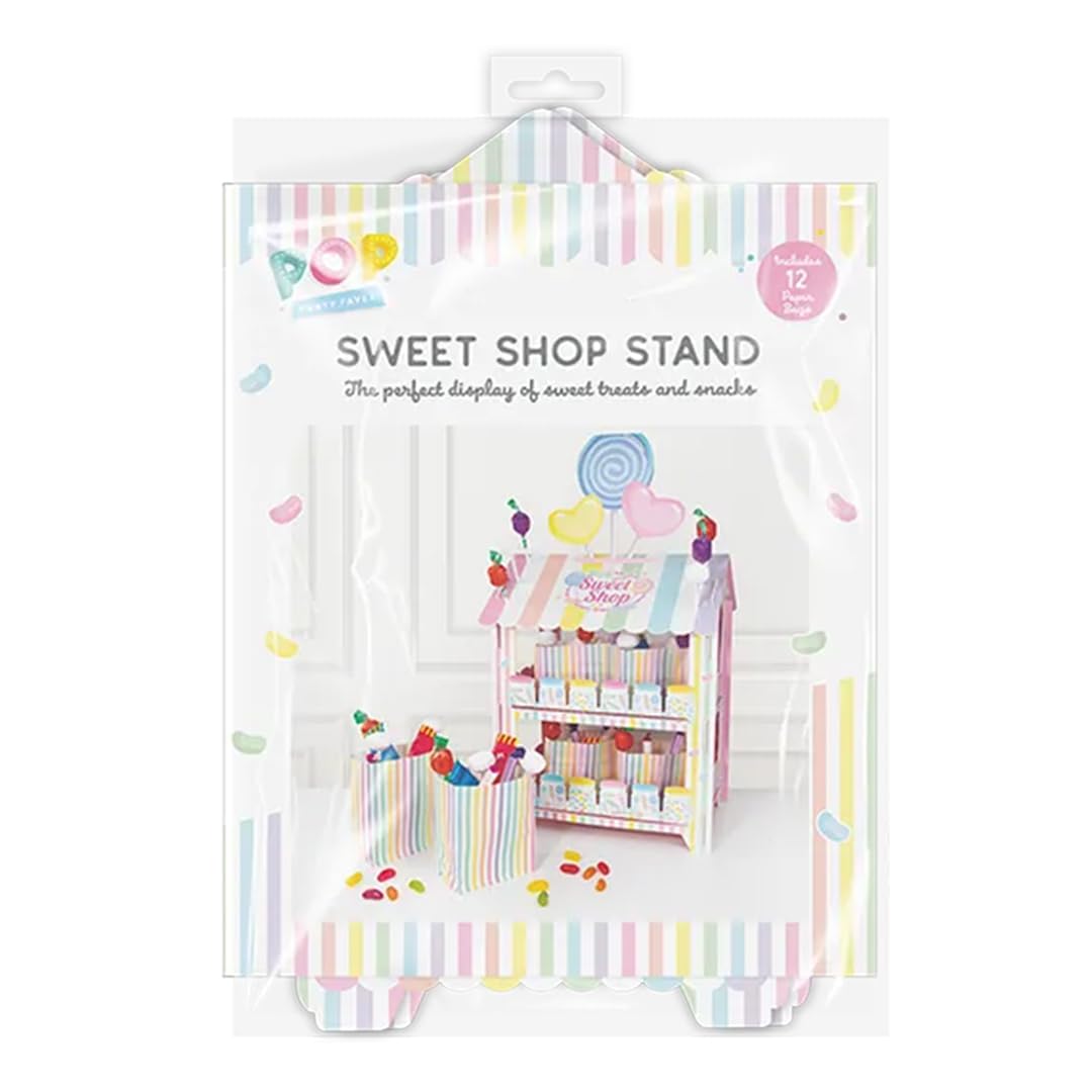 Gem Imports Sweet Shop Party Snack Stand – Cardboard Treat Display for Parties, Weddings & Baby Showers – Self-Serve Snack Table Centrepiece