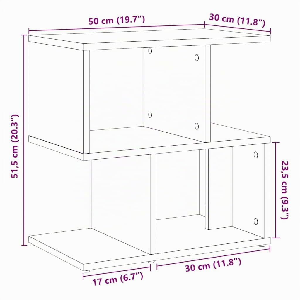 vidaXL Table de Chevet chêne Artisanal 50x30x51,5 cm Bois d'ingénierie