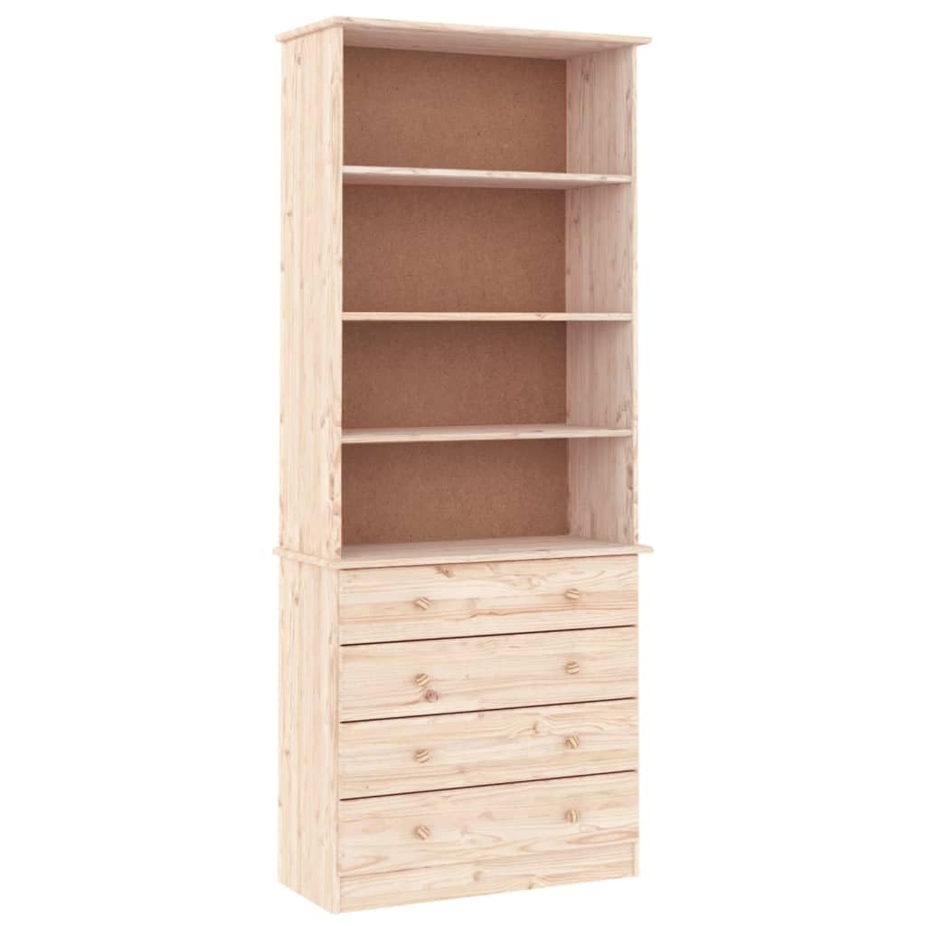 vidaXL Librería con cajones Alta Madera Maciza de Pino 77x35x186,5 cm