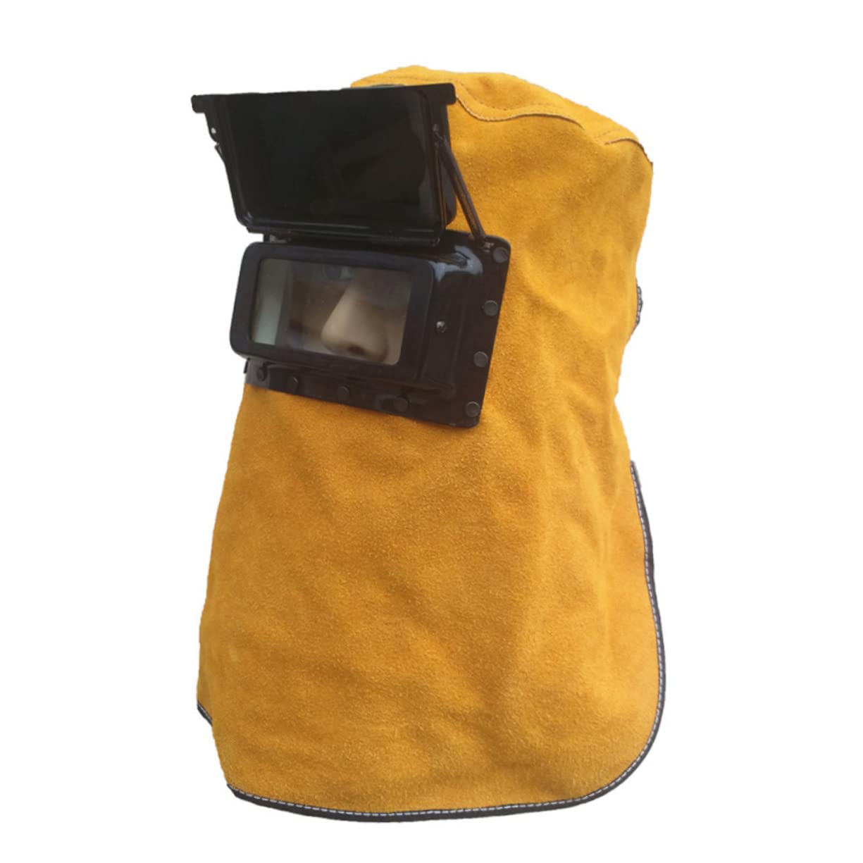 Casco de Soldadura con Pantalla de Soldar y Oscurecimiento Automático, Máscara de Soldadura Ergonómica de Cuero de Vaca Plegable con Ajuste de Tamaño para Corte y Molienda
