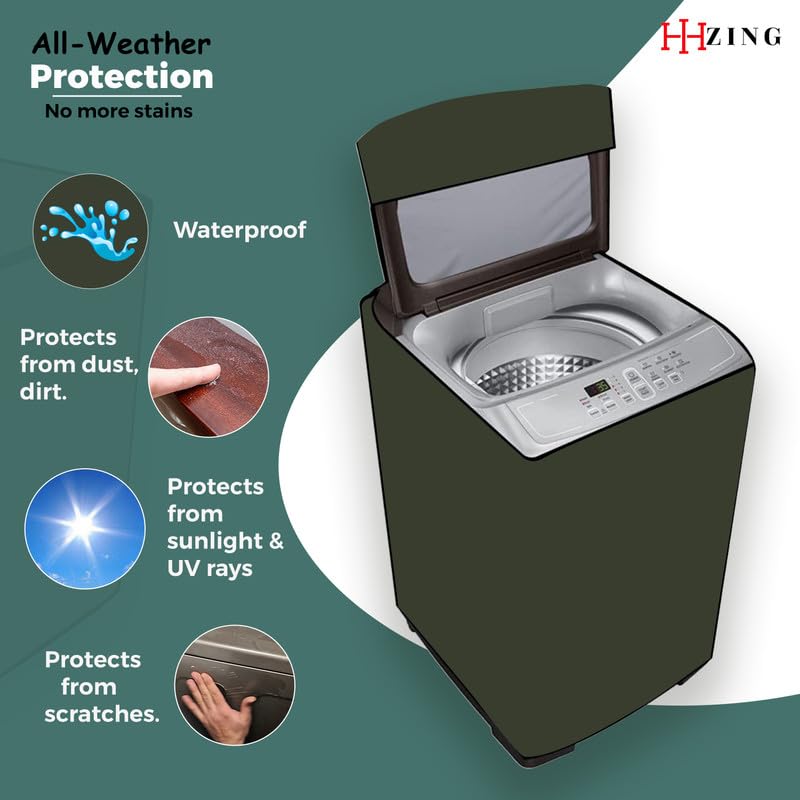 Image of Waterproof Washing Machine Cover Fully Automatic Sutaible for Samsung Model 8.0 kg Ecobubble Top Load, WA80BG4441BG (54 x 56 x 98 cms) Solid Military Print