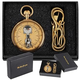 Resistance Full Steel Pocket Watch Mechanical Hand Wind Antique Clock Honed Stainless Original with Chain & Box