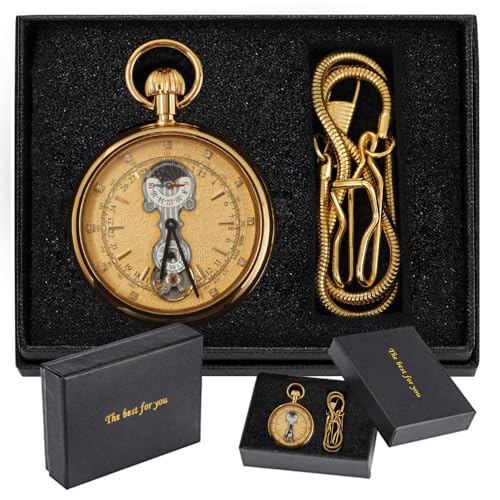 Resistance Full Steel Pocket Watch Mechanical Hand Wind Antique Clock Honed Stainless Original with Chain & Box