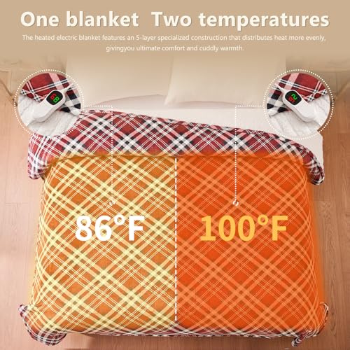 Image of Homemate Electric Blanket Heated Twin Size - 62 inchx84 inch Ultra Soft Cozy Flannel Heating Blanket with 10 Fast Heat Levels 8 Hours Auto Off Over-Heated Protection ETL Certification Keep Warm in Home