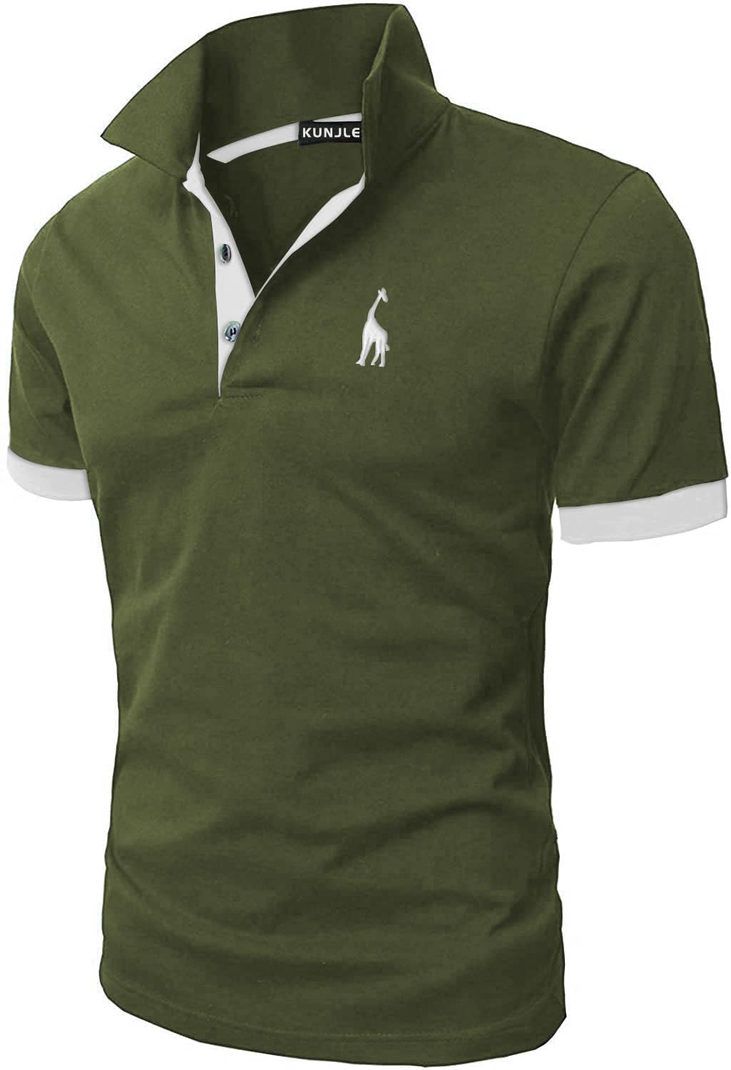 KUNJLELP Polo Uomo Manica Corta Ricamo di Giraffa Estive T-Shirt M-3XL Maglietta Camicia Abbigliamento da Lavoro