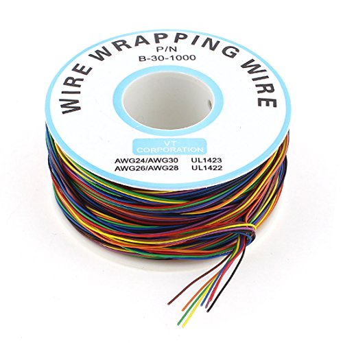 uxcell a15032300ux0363 305M 30AWG 0.25mm Tin Plated Copper Wire Wrapping Test Cable Colored