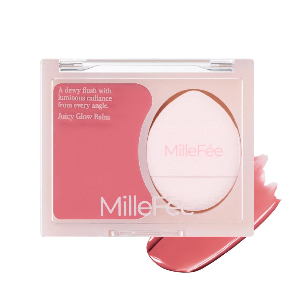 Milfie Juicy Glow Balm Cheek 02 Cherry Glaze Water-glow Cream Face Color Complexion Highlight Gloss Finger Puff Included Pink Cool-toned Transparency High Pigmentation Oil : Beauty